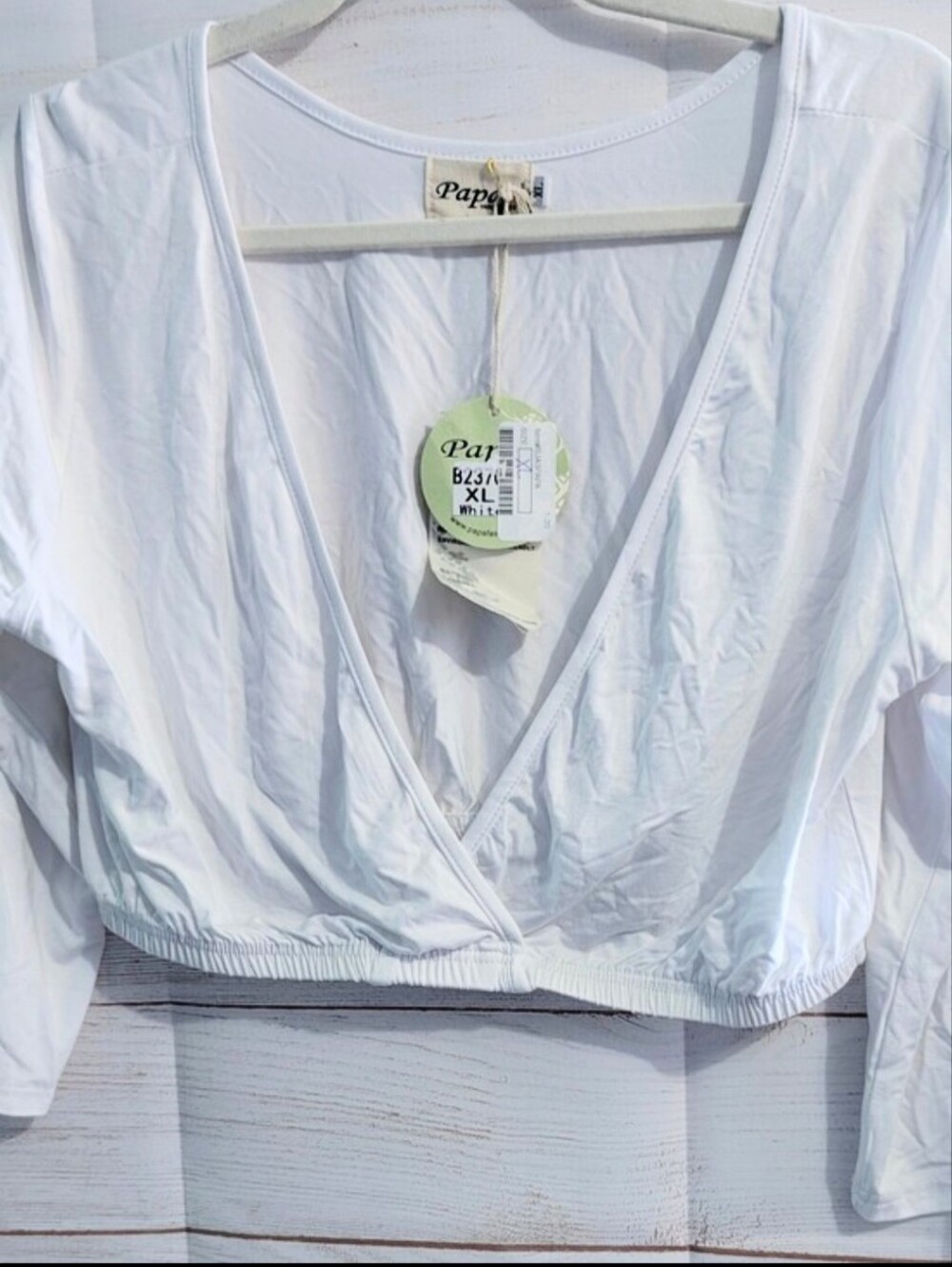 Nwt Papa Vancouver White V-Neck Wrap Crop Top Size XL
